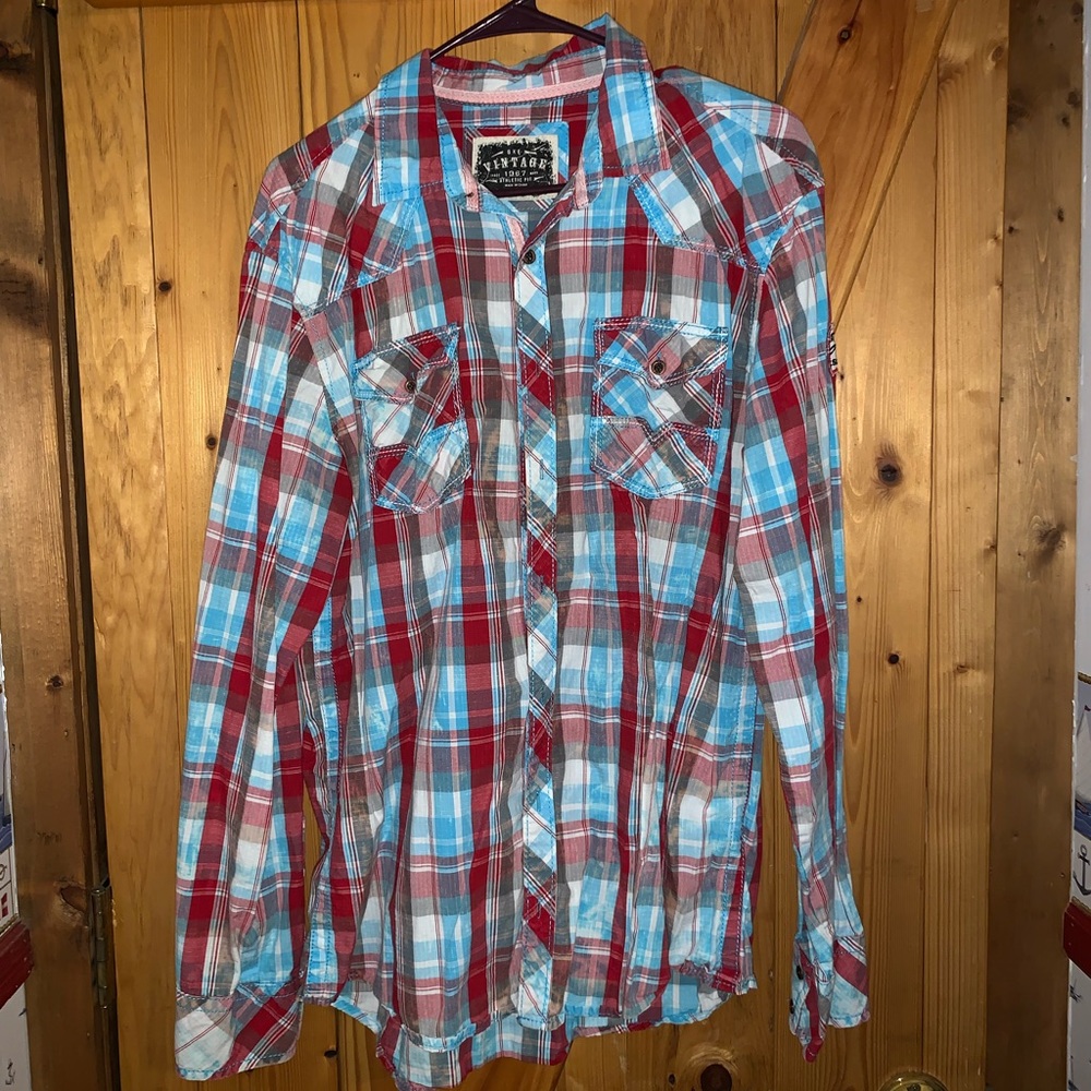 Buckle plaid shirt